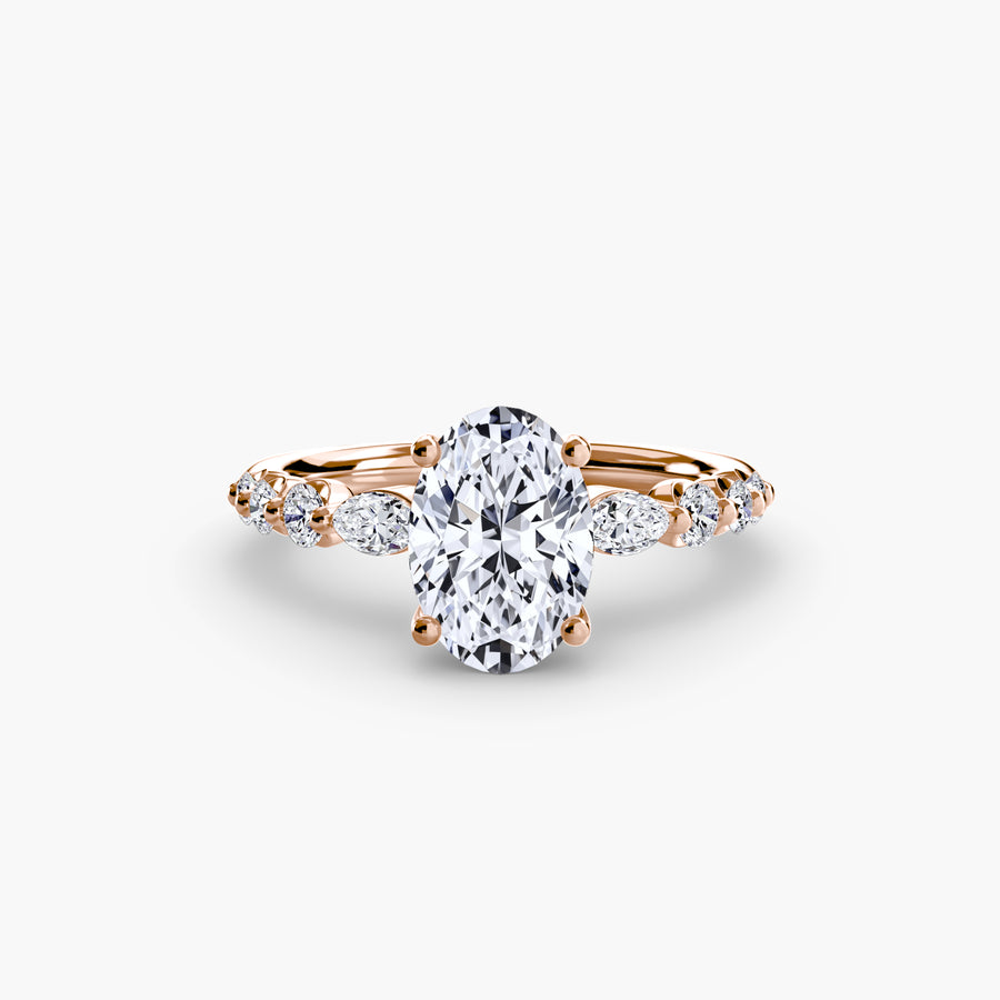 14K Rose Gold / Oval The Tiered Accent Ring