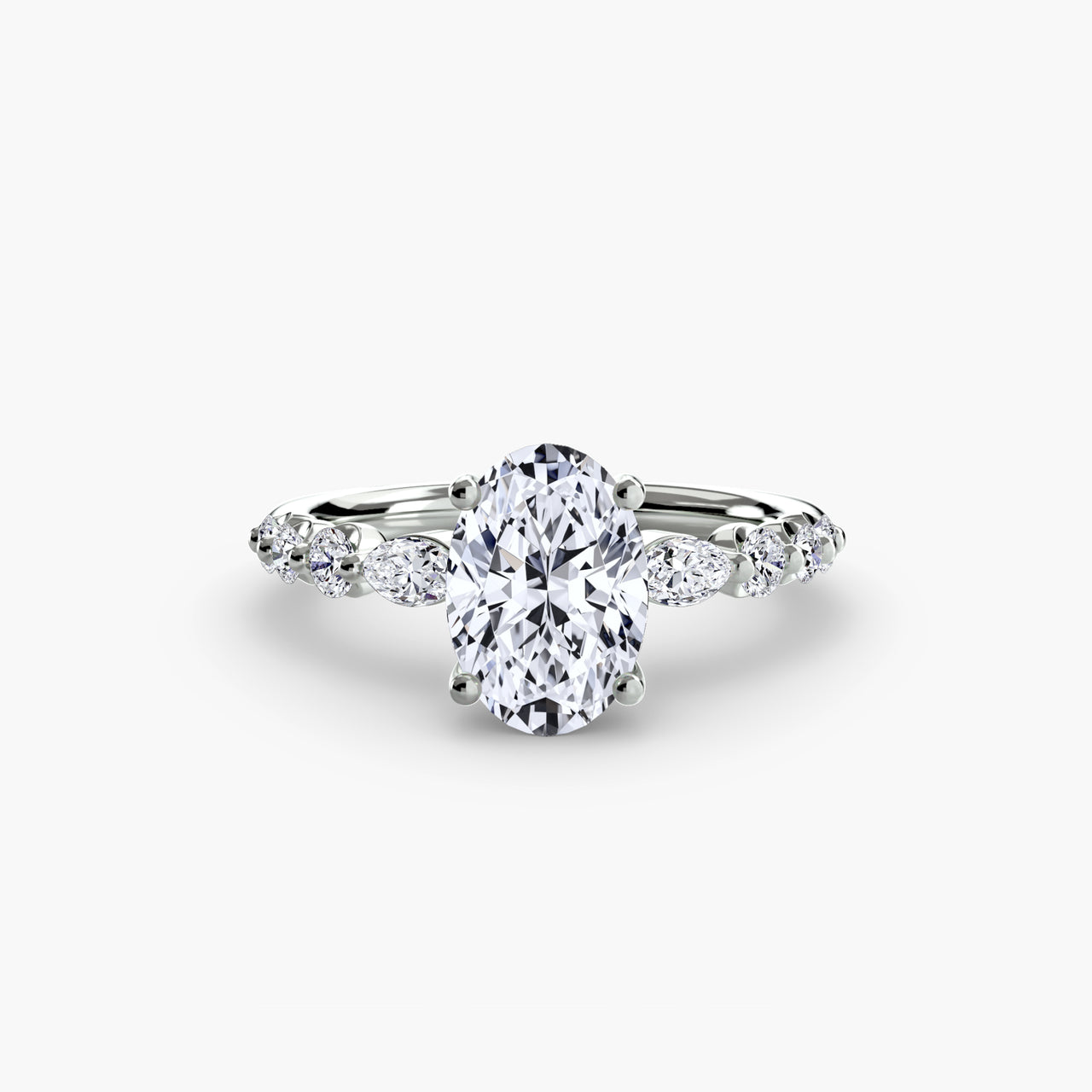 14K White Gold / Oval The Tiered Accent Ring