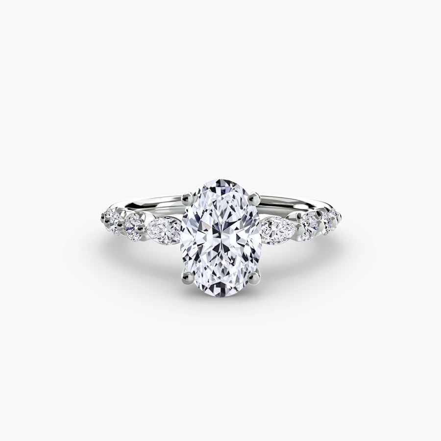 14K White Gold / Oval The Tiered Accent Ring