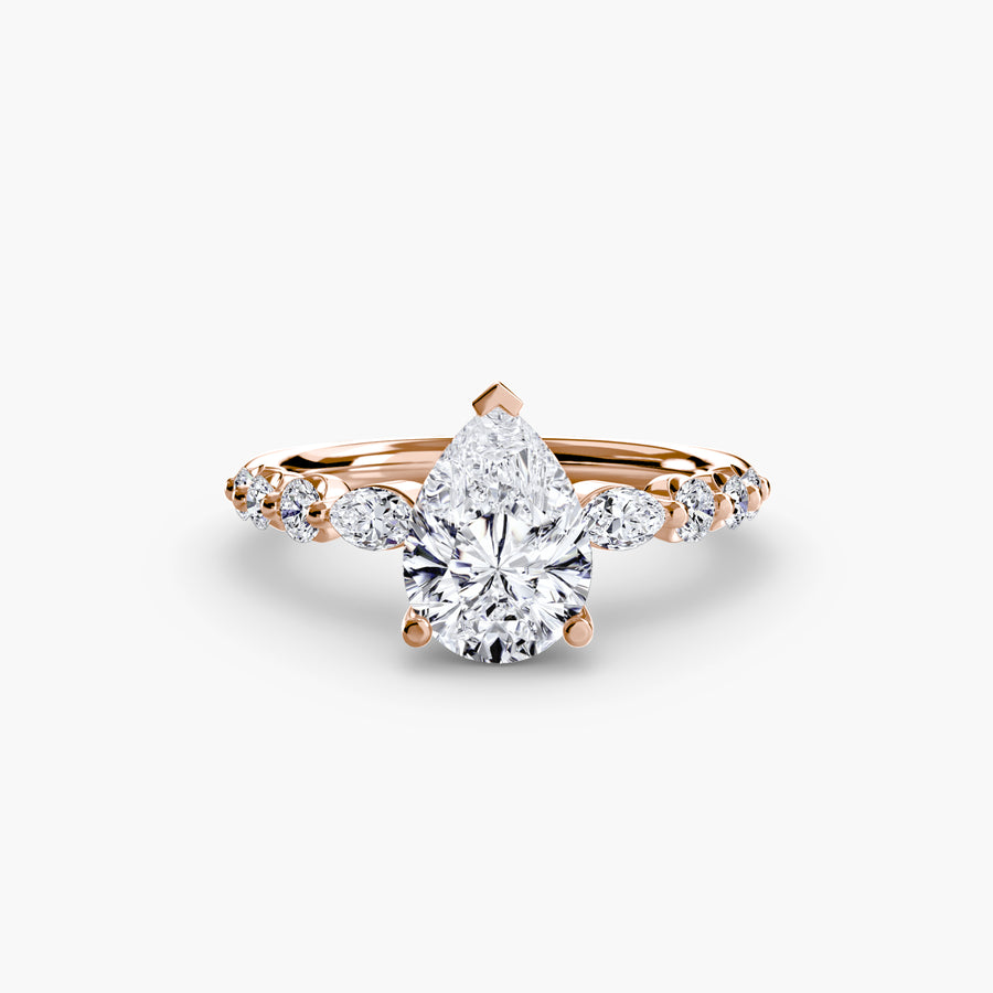 14K Rose Gold / Pear The Tiered Accent Ring