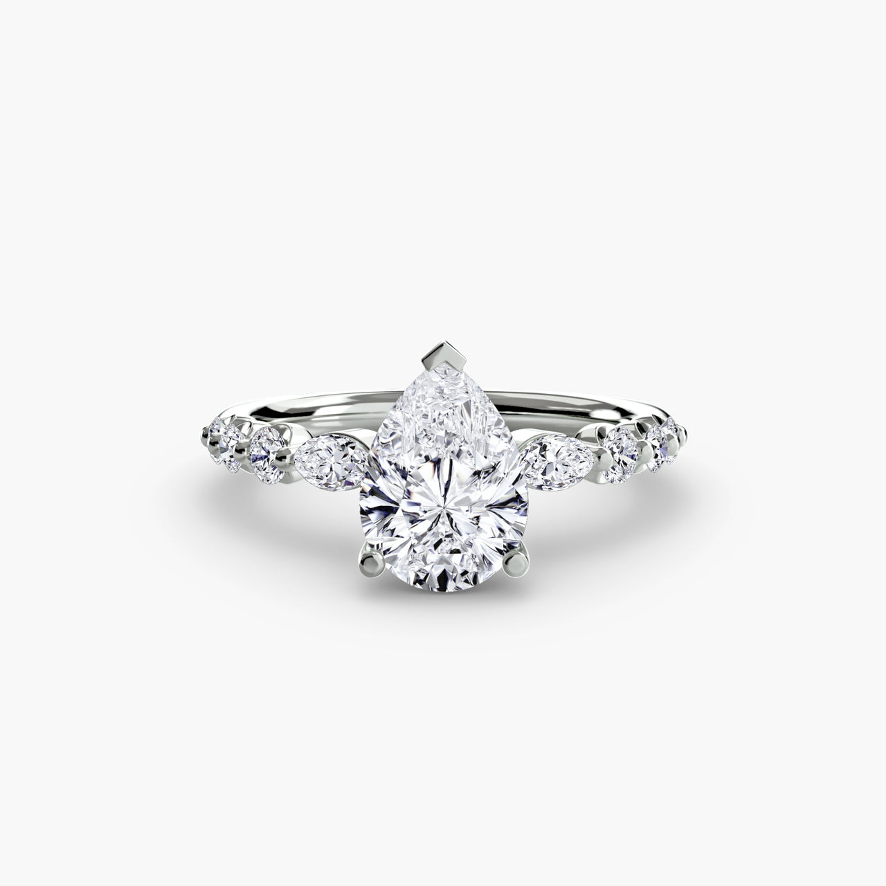14K White Gold / Pear The Tiered Accent Ring