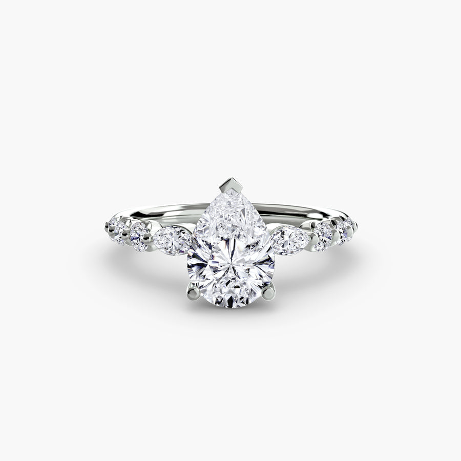 14K White Gold / Pear The Tiered Accent Ring