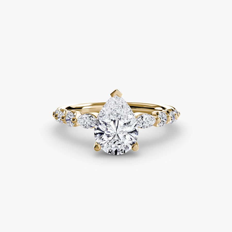 14K Yellow Gold / Pear The Tiered Accent Ring