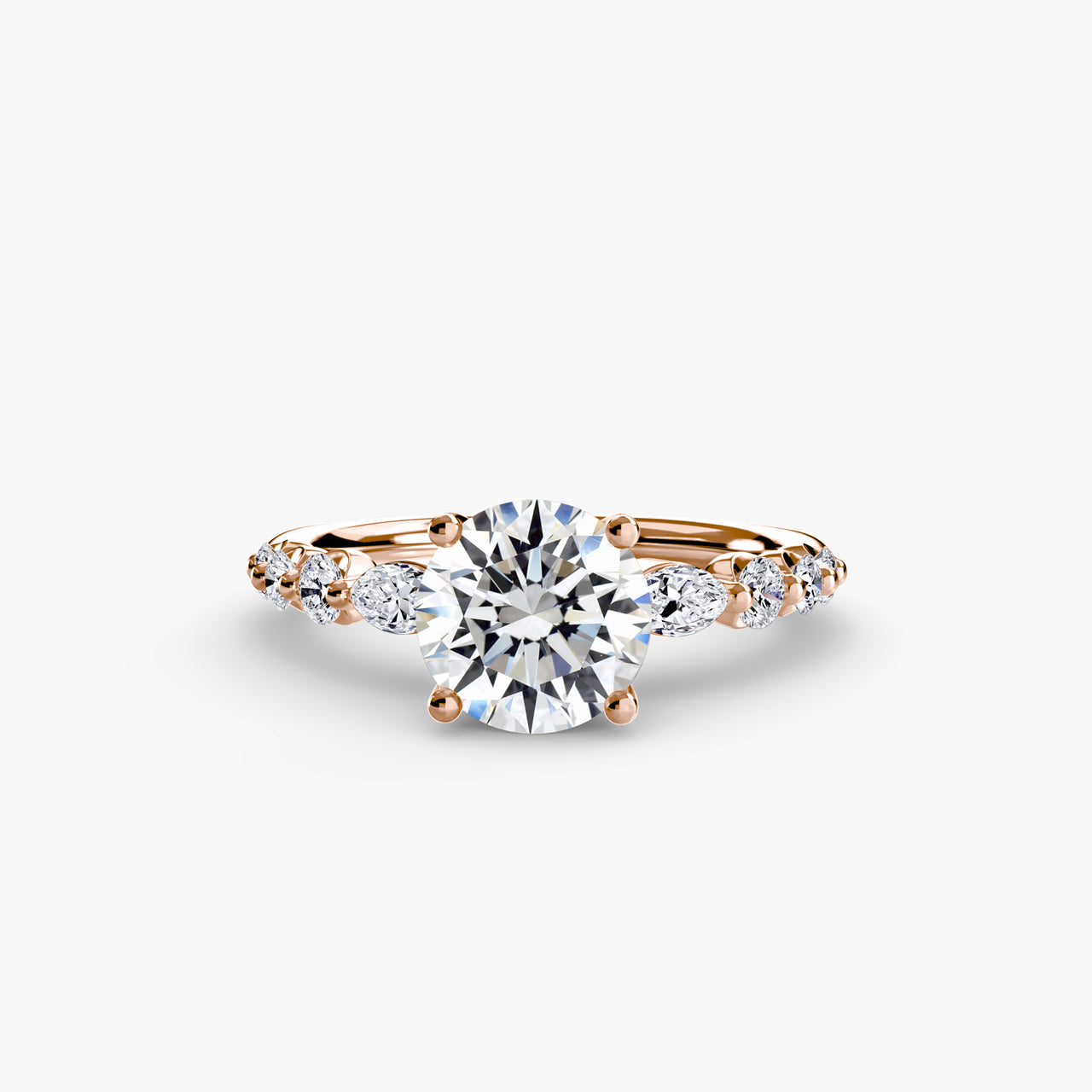 14K Rose Gold / Round The Tiered Accent Ring