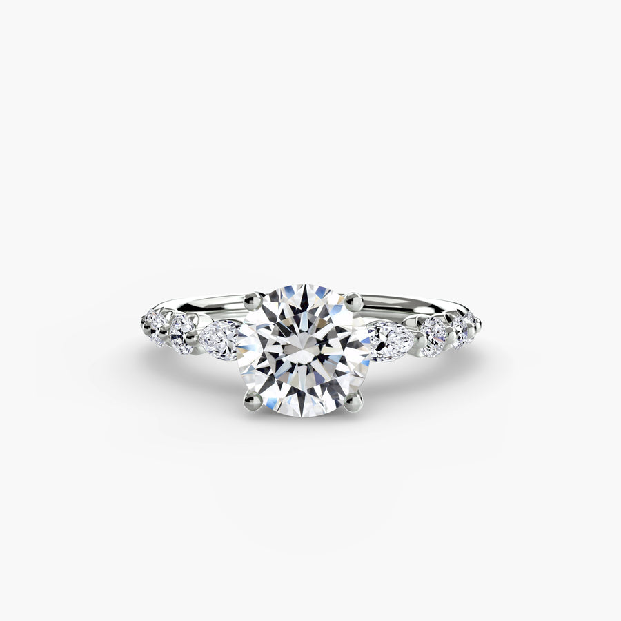 14K White Gold / Round The Tiered Accent Ring