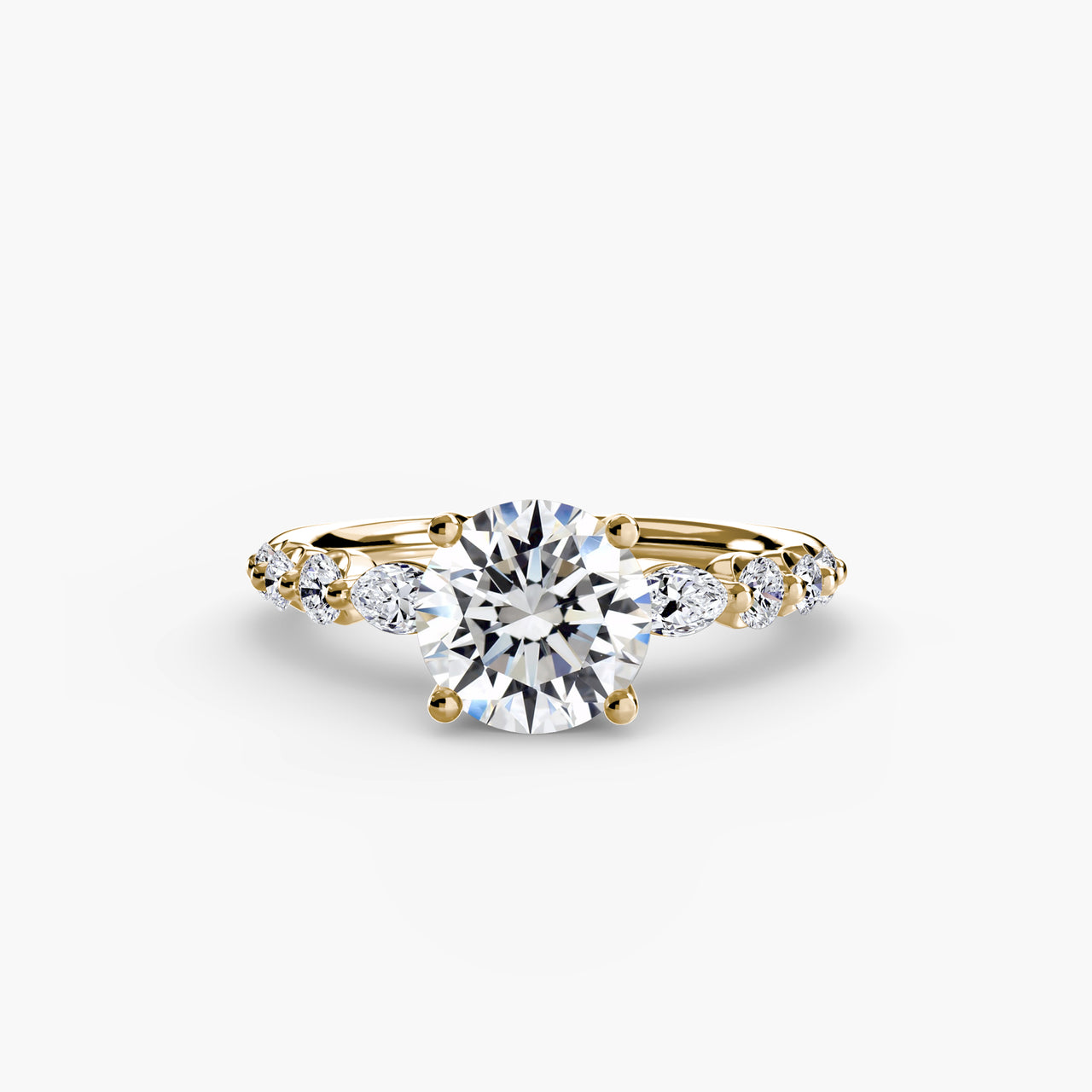 14K Yellow Gold / Round The Tiered Accent Ring