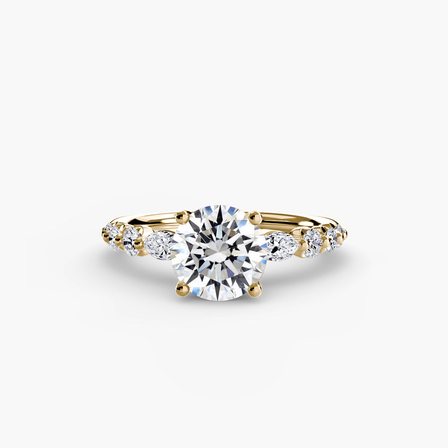 14K Yellow Gold / Round The Tiered Accent Ring