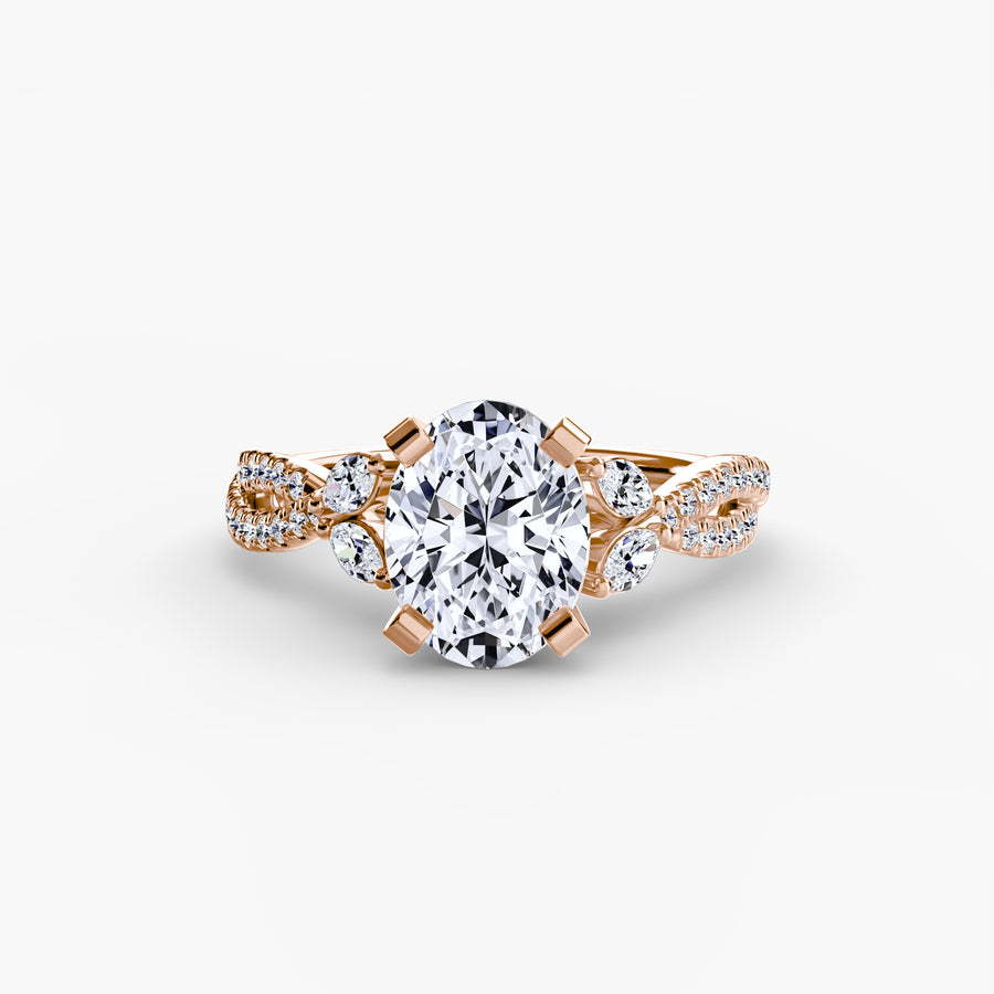 14K Rose Gold / Round The Twist Pavé Ring