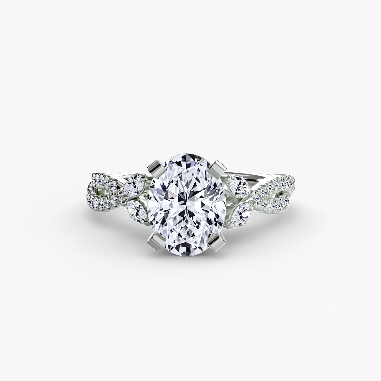 14K White Gold / Round The Twist Pavé Ring