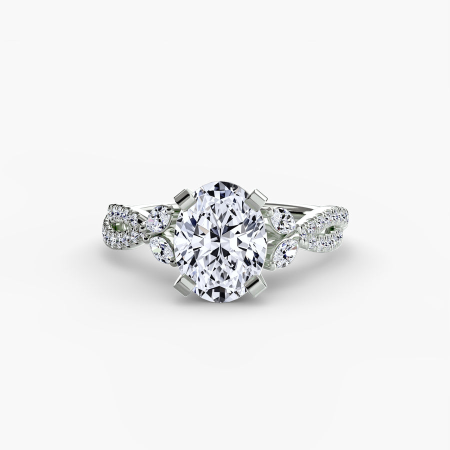14K White Gold / Round The Twist Pavé Ring