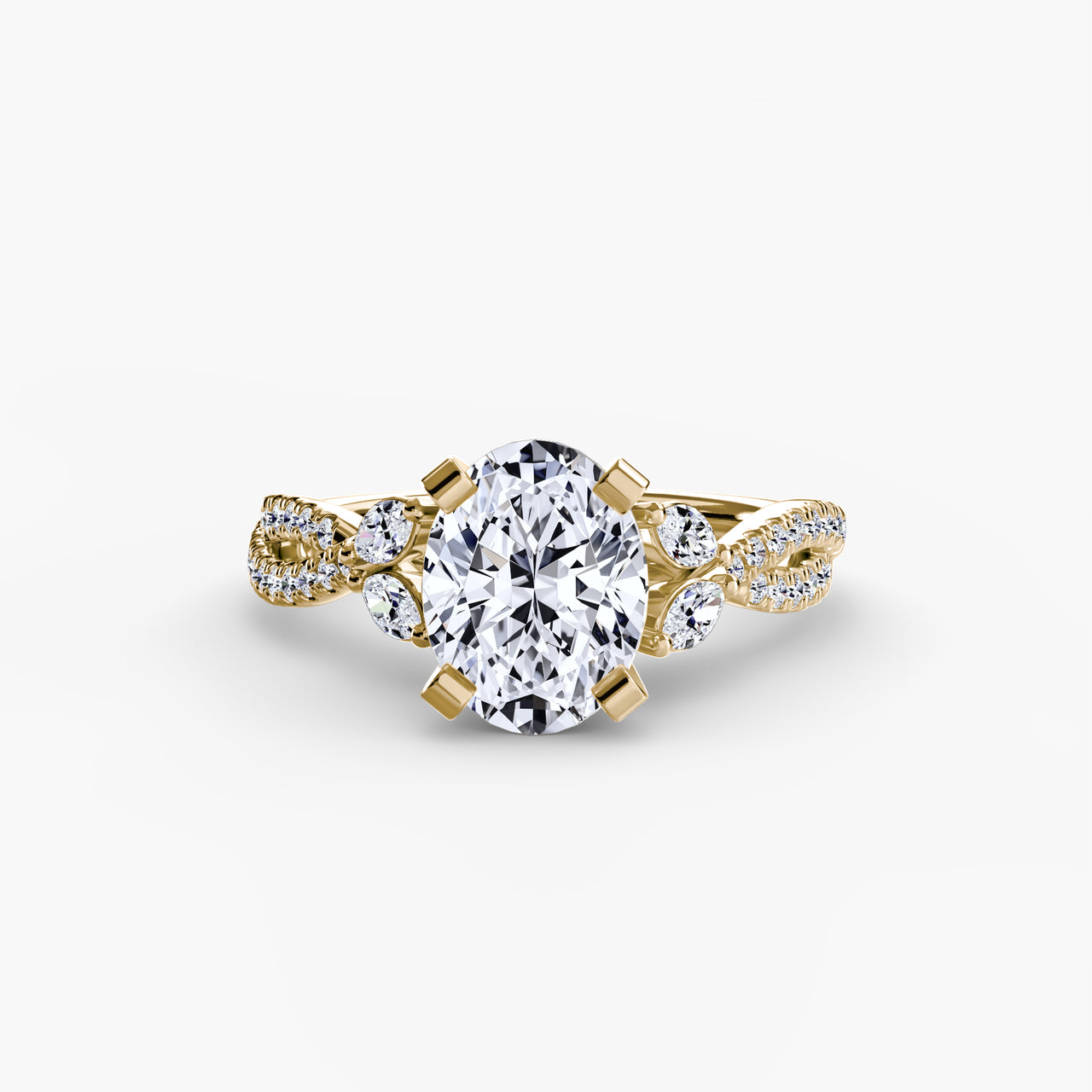 14K Yellow Gold / Round The Twist Pavé Ring