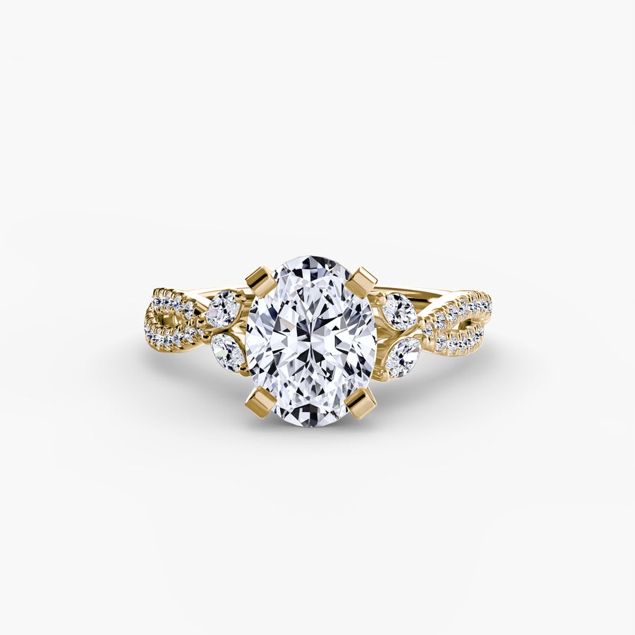 14K Yellow Gold / Round The Twist Pavé Ring