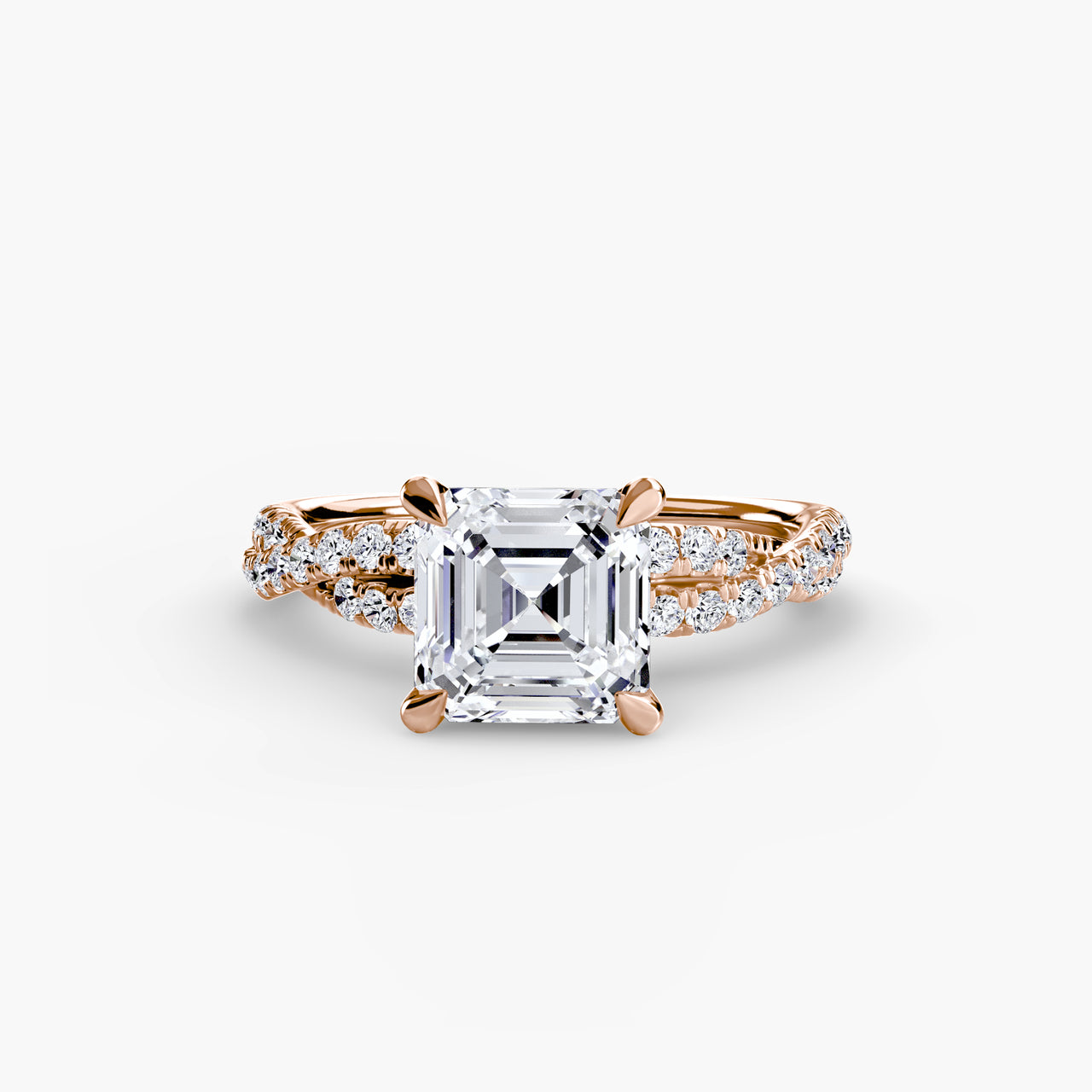 14K Rose Gold / Asscher The Twisted Pavé Solitaire