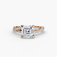 Thumbnail for 14K White Gold / Asscher The Twisted Pavé Solitaire