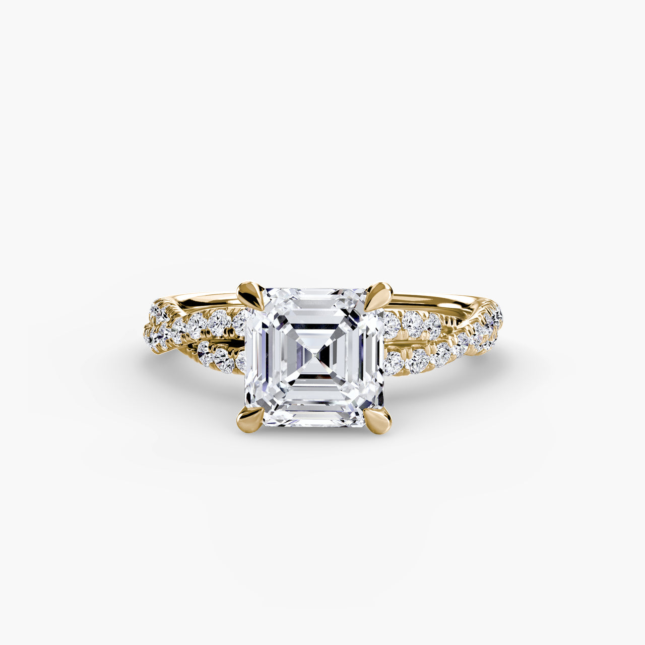 14K Yellow Gold / Asscher The Twisted Pavé Solitaire