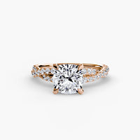 Thumbnail for 14K Rose Gold / Cushion The Twisted Pavé Solitaire