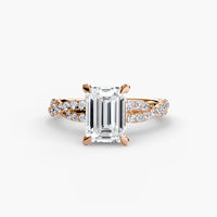 Thumbnail for 14K Rose Gold / Emerald The Twisted Pavé Solitaire