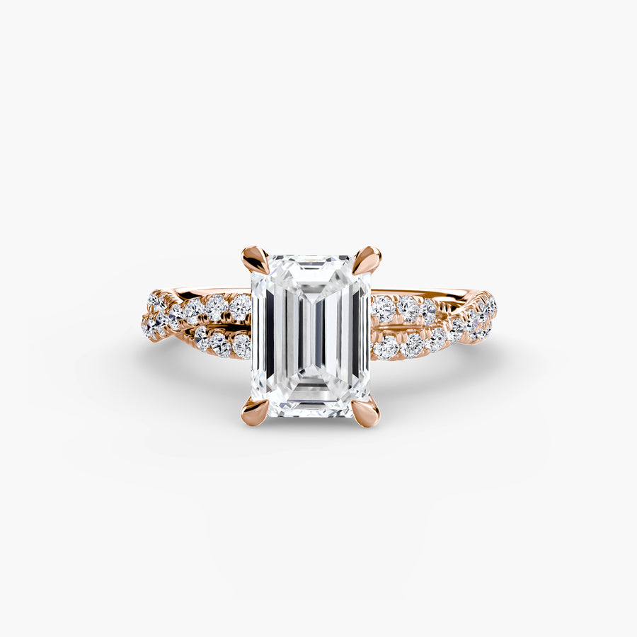 14K Rose Gold / Emerald The Twisted Pavé Solitaire