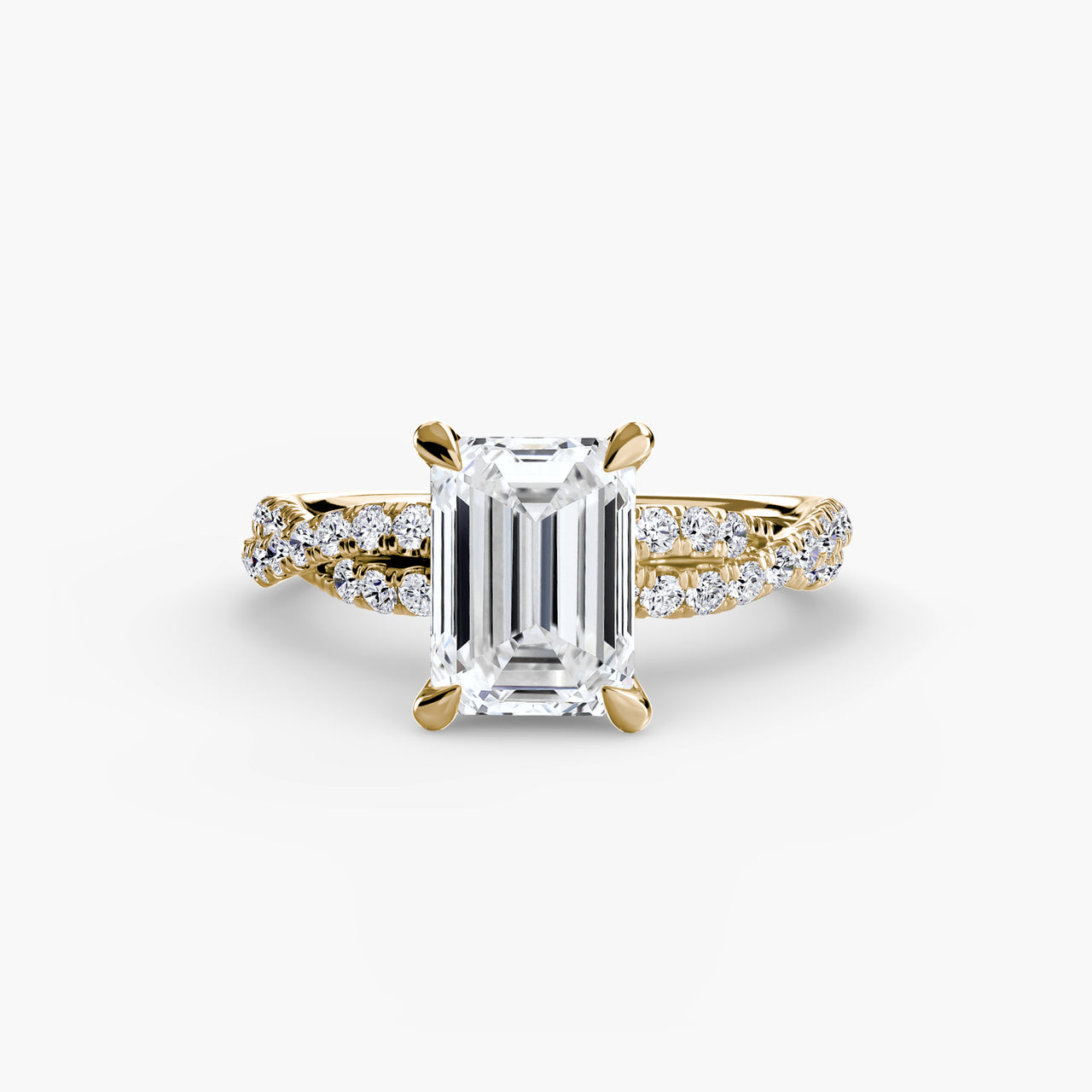 14K Yellow Gold / Emerald The Twisted Pavé Solitaire