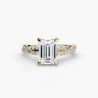Thumbnail for 14K Yellow Gold / Emerald The Twisted Pavé Solitaire