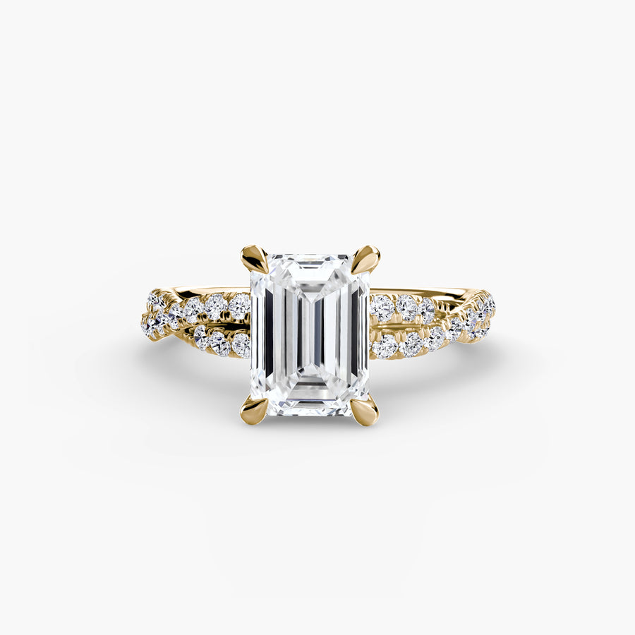 14K Yellow Gold / Emerald The Twisted Pavé Solitaire