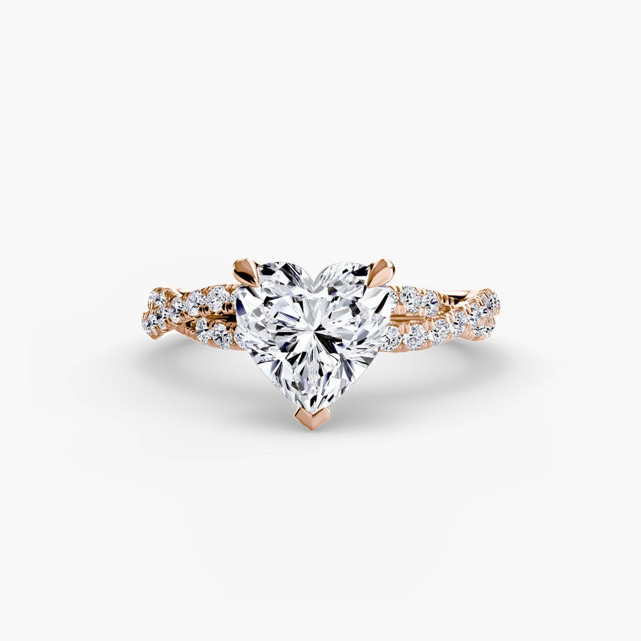 14K Rose Gold / Heart The Twisted Pavé Solitaire