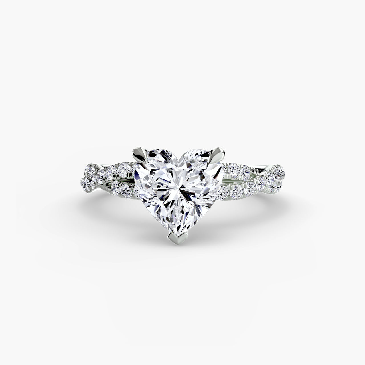 14K White Gold / Heart The Twisted Pavé Solitaire