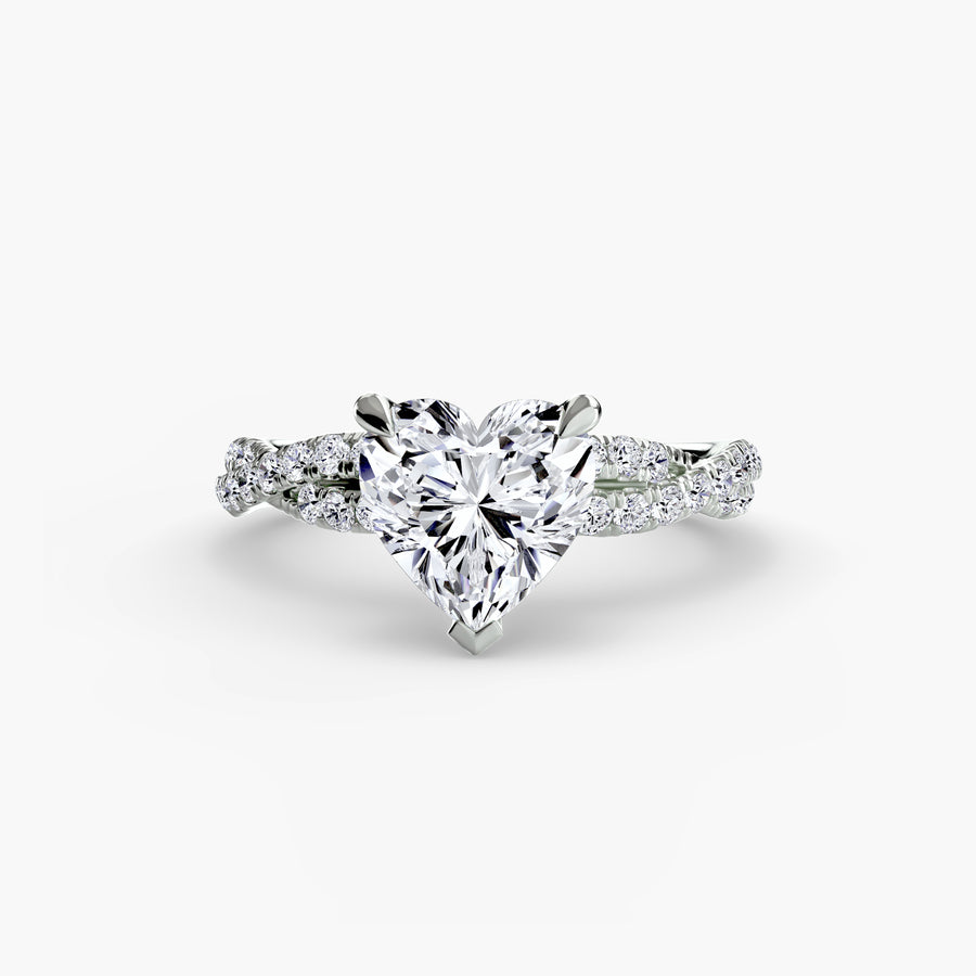 14K White Gold / Heart The Twisted Pavé Solitaire