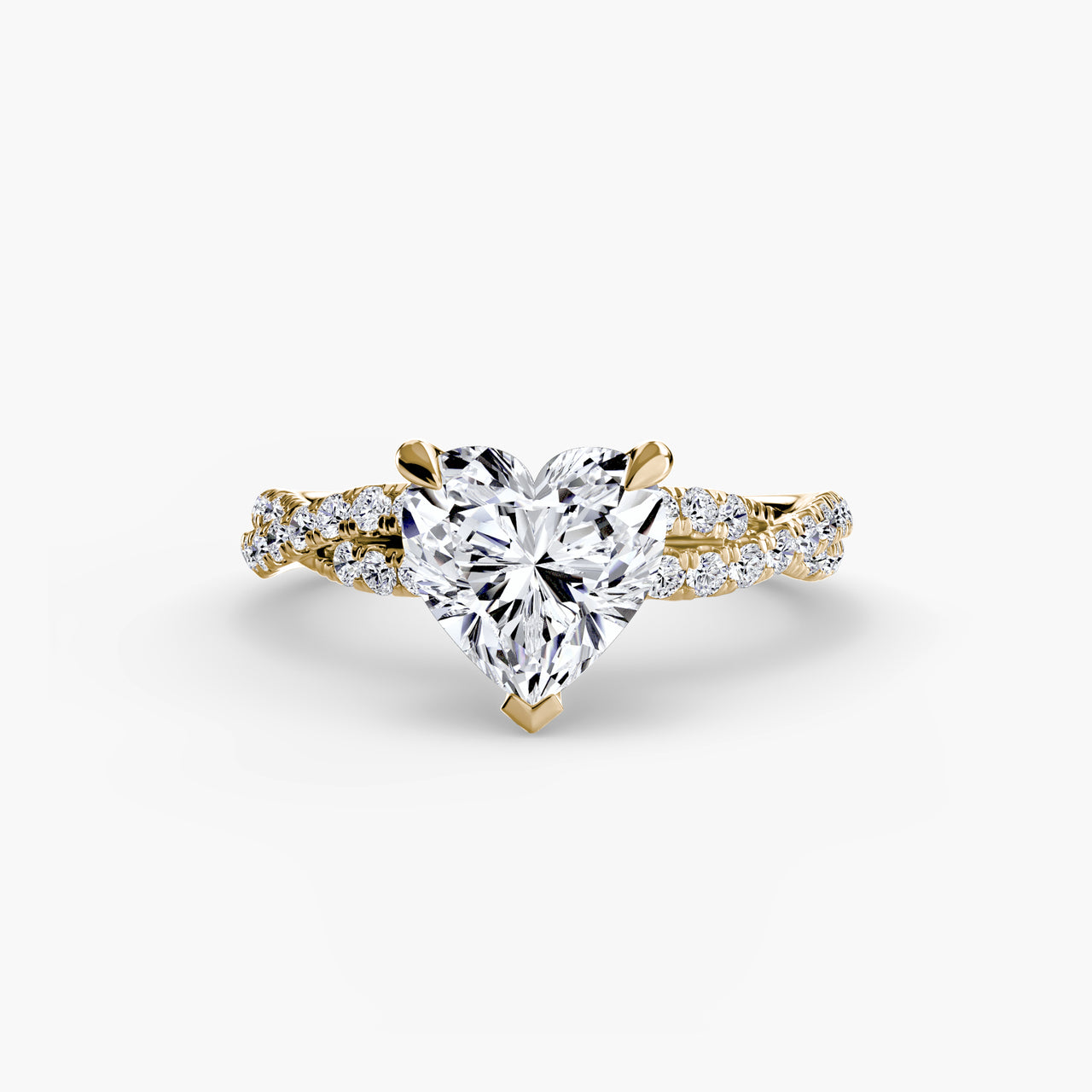 14K Yellow Gold / Heart The Twisted Pavé Solitaire