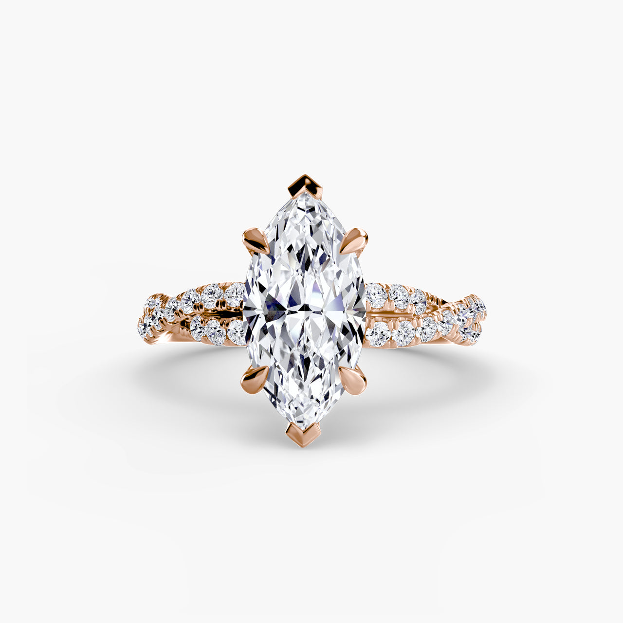 14K Rose Gold / Marquise The Twisted Pavé Solitaire