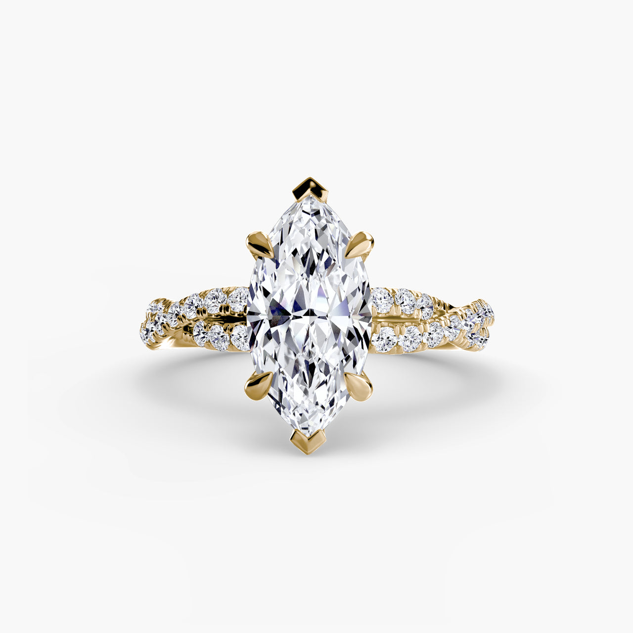14K Yellow Gold / Marquise The Twisted Pavé Solitaire