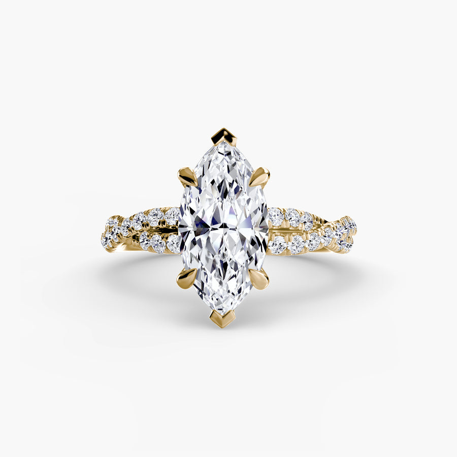 14K Yellow Gold / Marquise The Twisted Pavé Solitaire