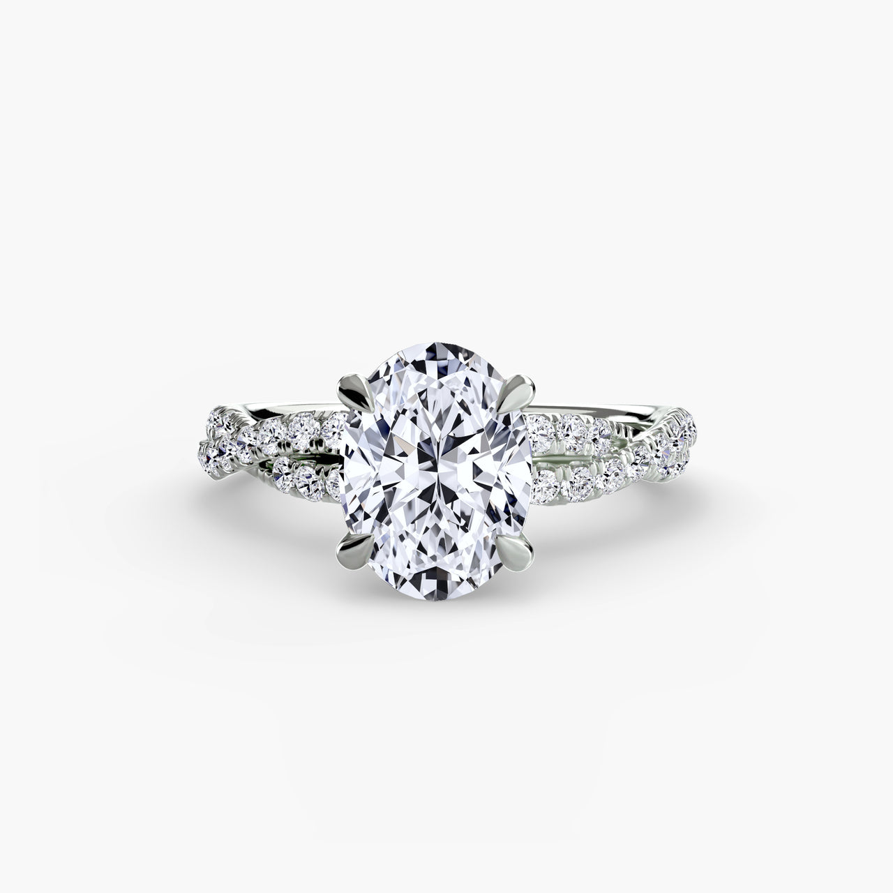 14K White Gold / Oval The Twisted Pavé Solitaire