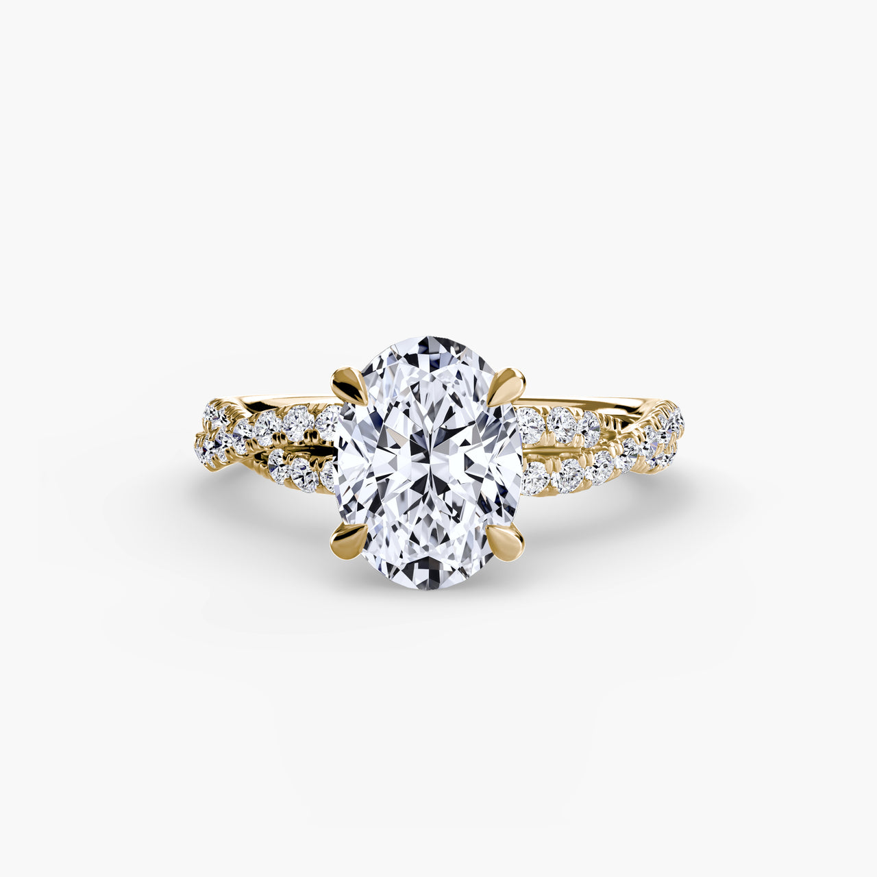 14K Yellow Gold / Oval The Twisted Pavé Solitaire