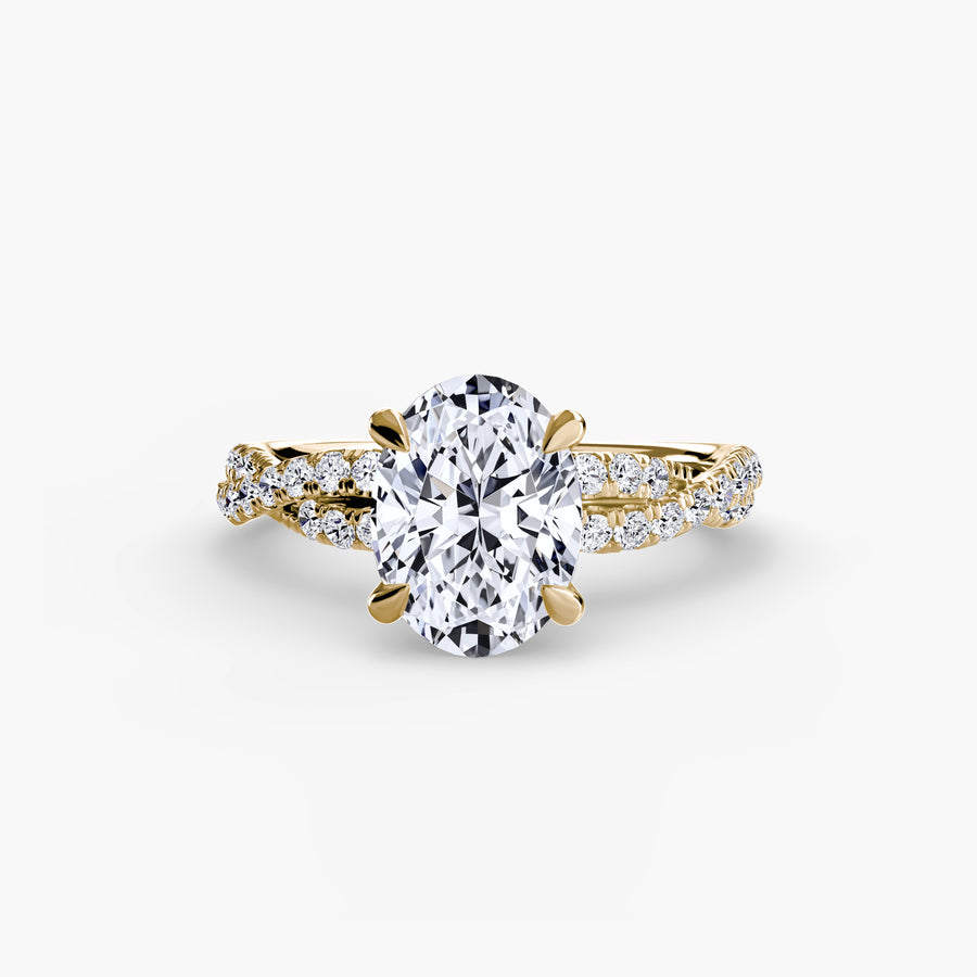 14K Yellow Gold / Oval The Twisted Pavé Solitaire