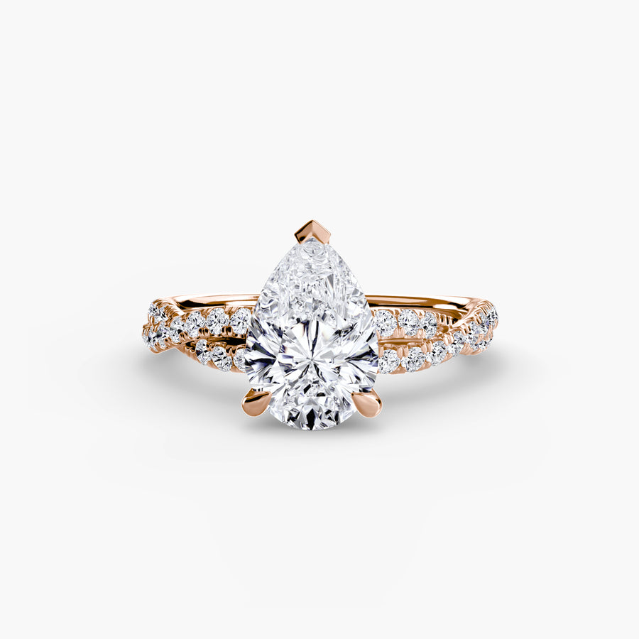 14K Rose Gold / Pear The Twisted Pavé Solitaire