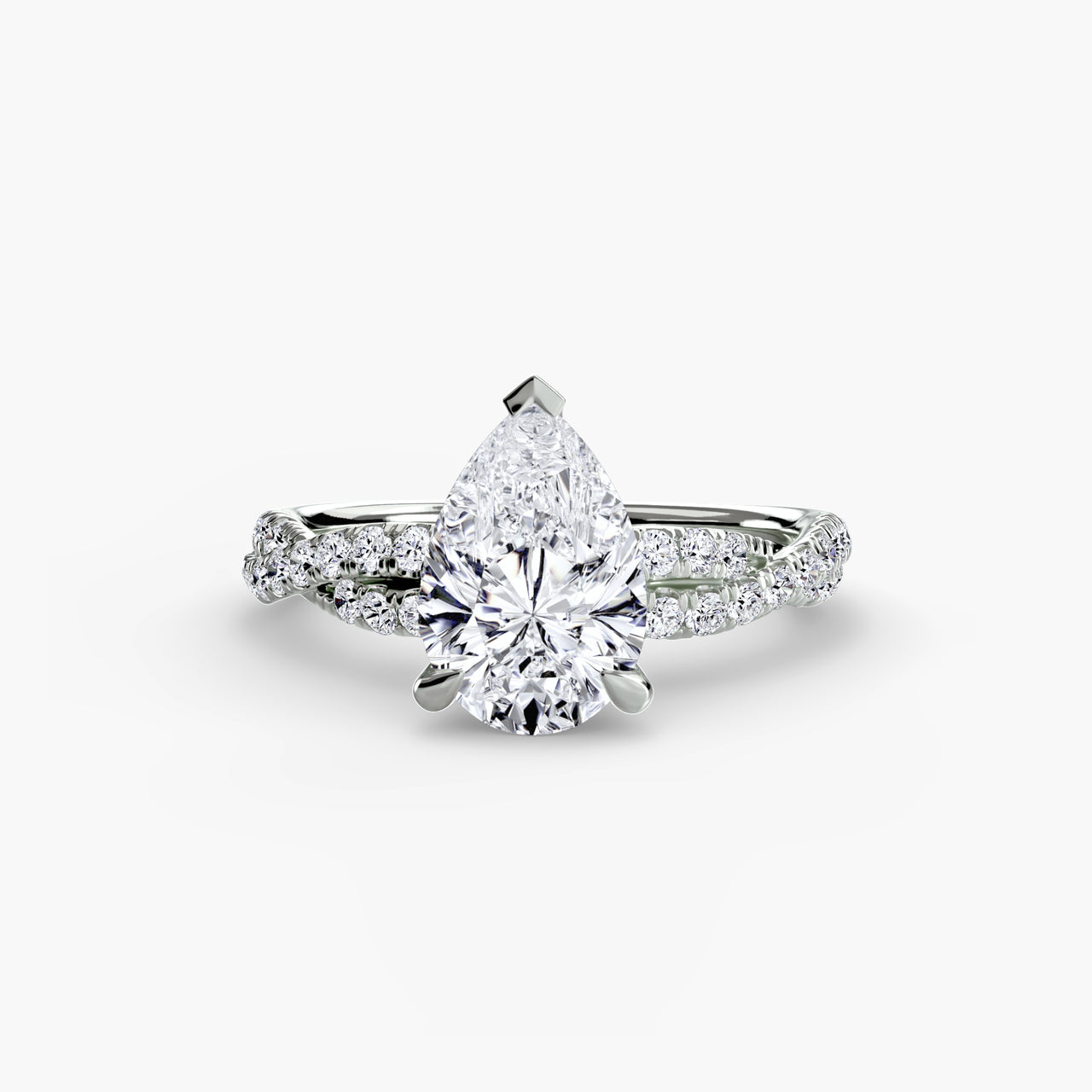 14K White Gold / Pear The Twisted Pavé Solitaire