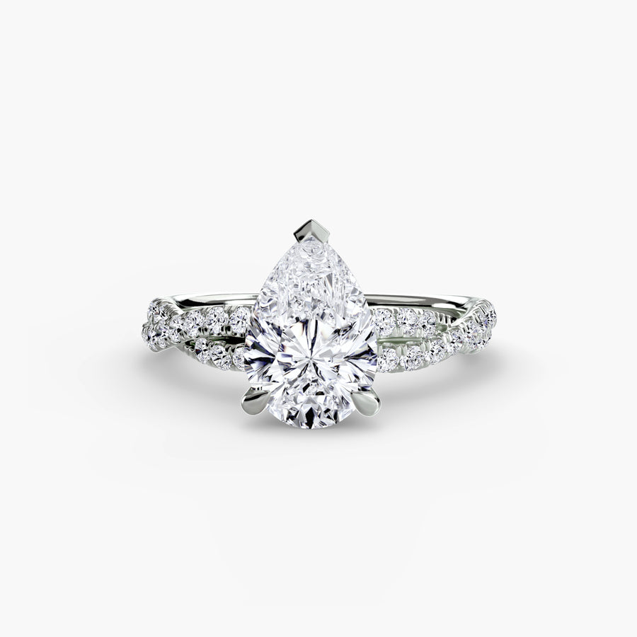 14K White Gold / Pear The Twisted Pavé Solitaire