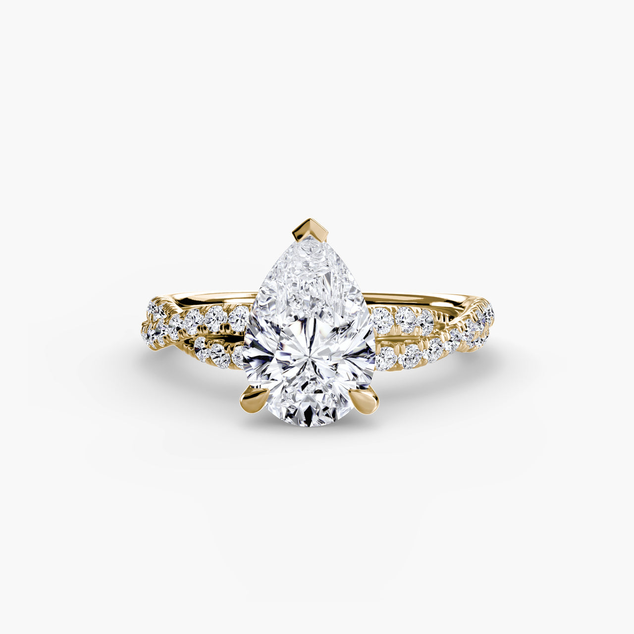 14K Yellow Gold / Pear The Twisted Pavé Solitaire