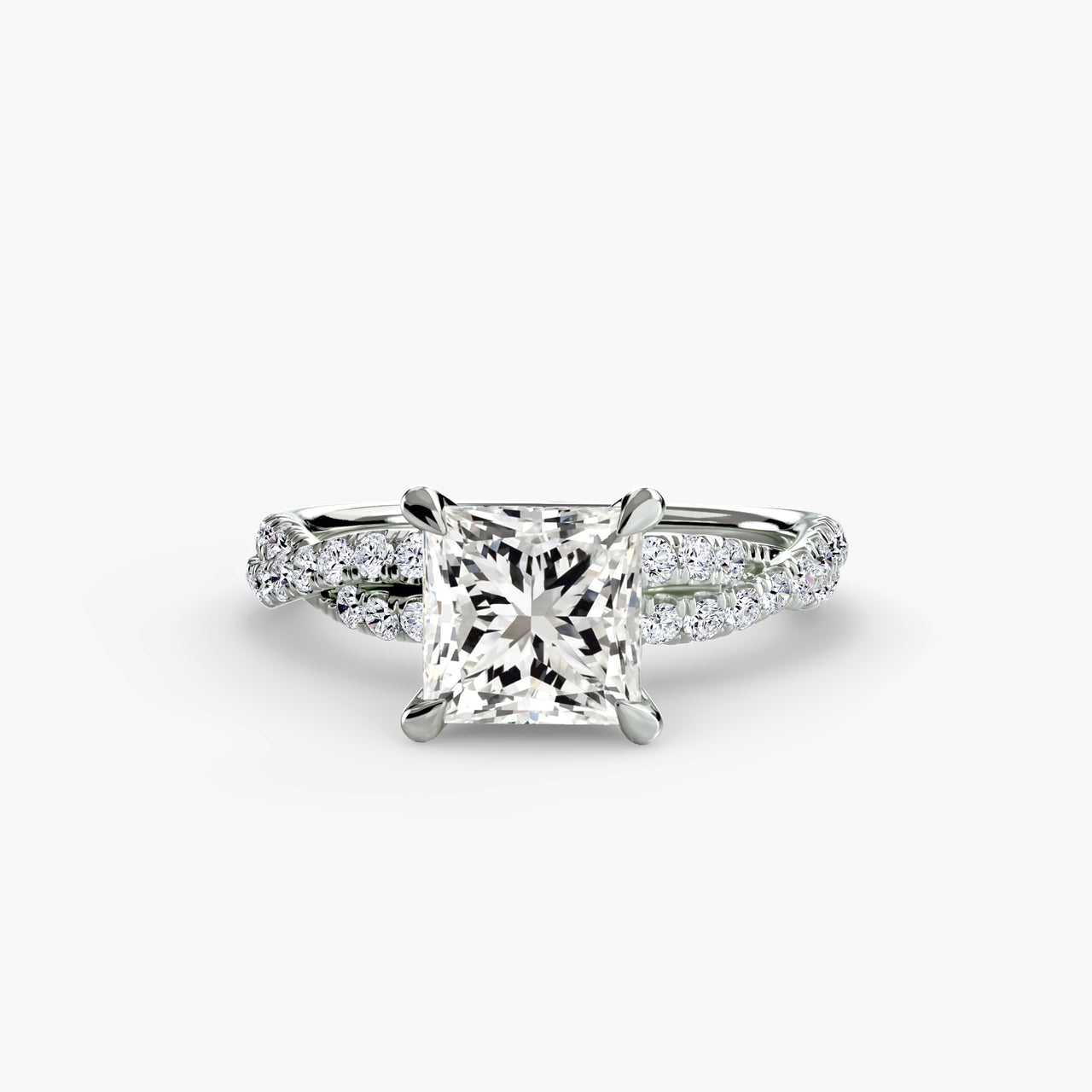 14K White Gold / Princess The Twisted Pavé Solitaire
