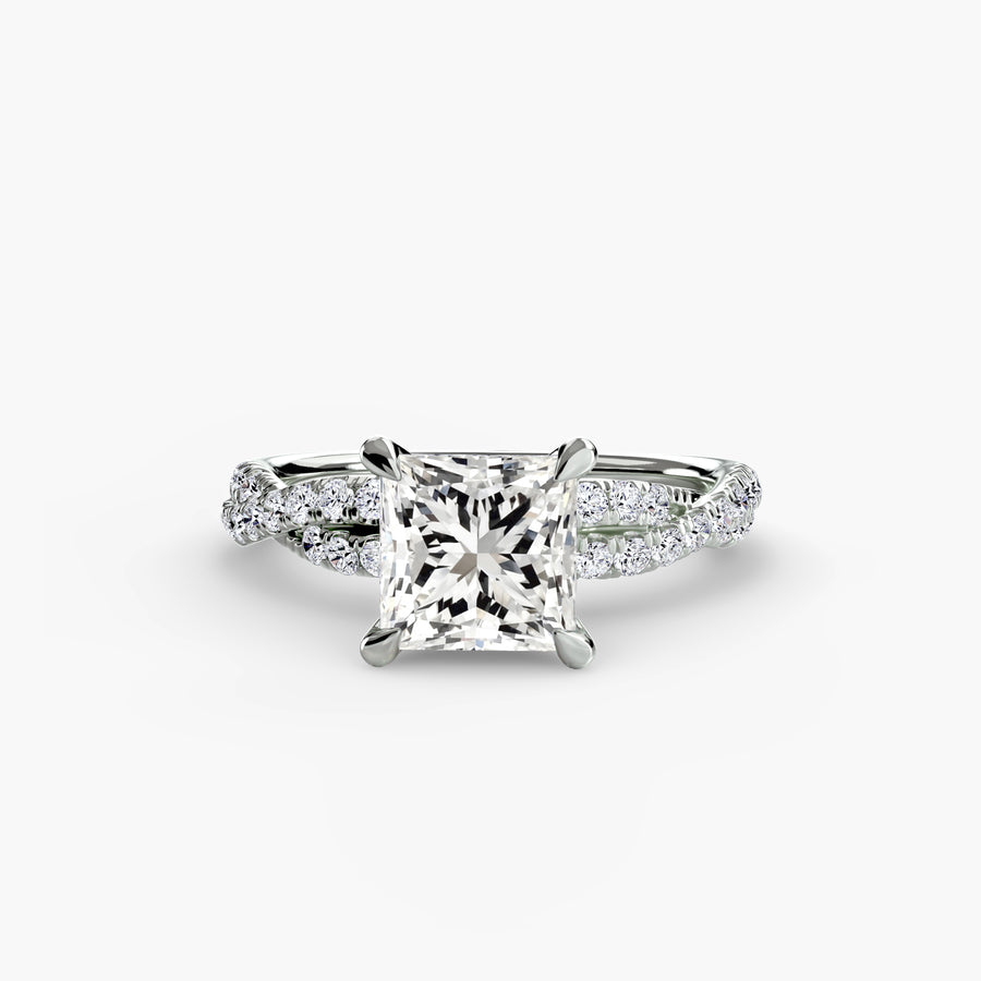 14K White Gold / Princess The Twisted Pavé Solitaire