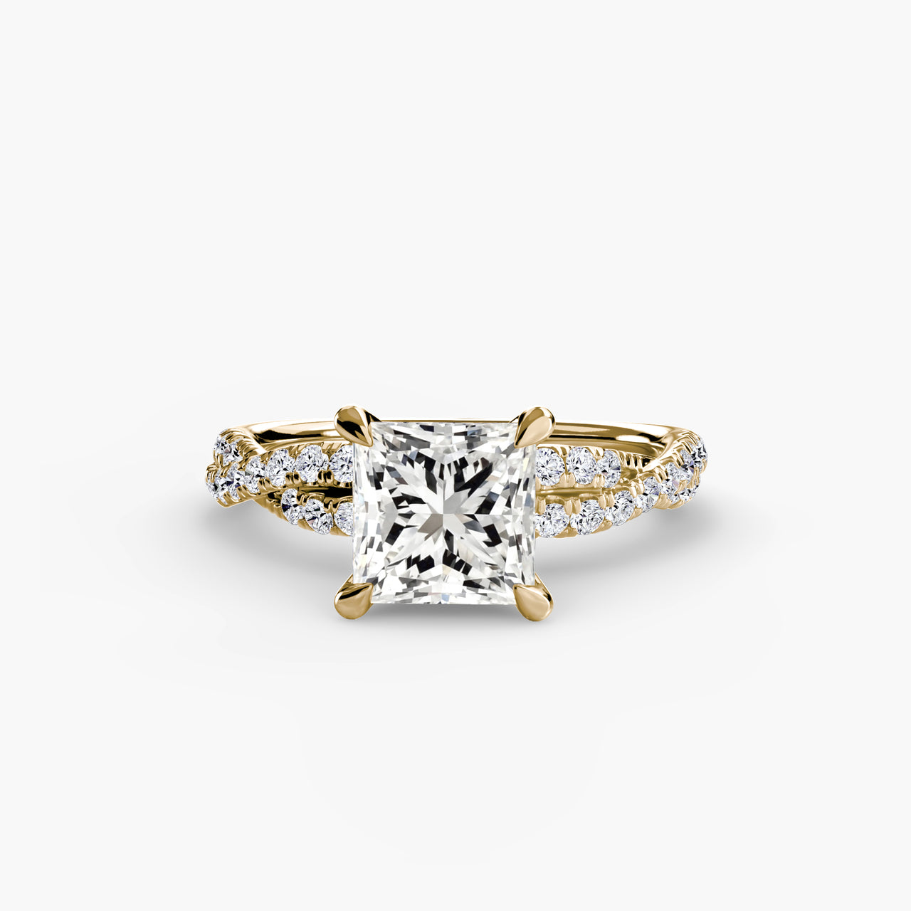 14K Yellow Gold / Princess The Twisted Pavé Solitaire