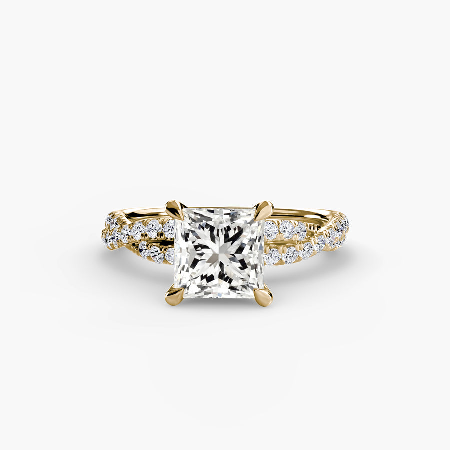 14K Yellow Gold / Princess The Twisted Pavé Solitaire