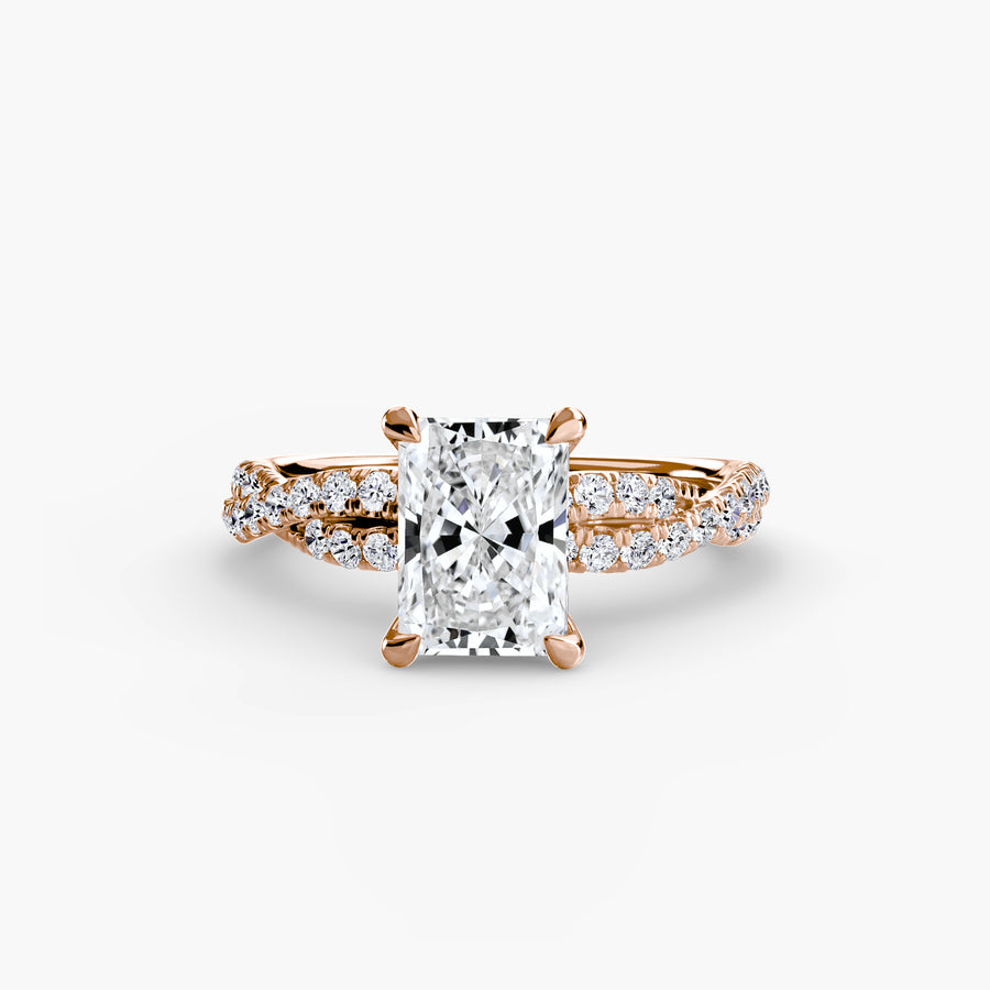 14K Rose Gold / Radiant The Twisted Pavé Solitaire