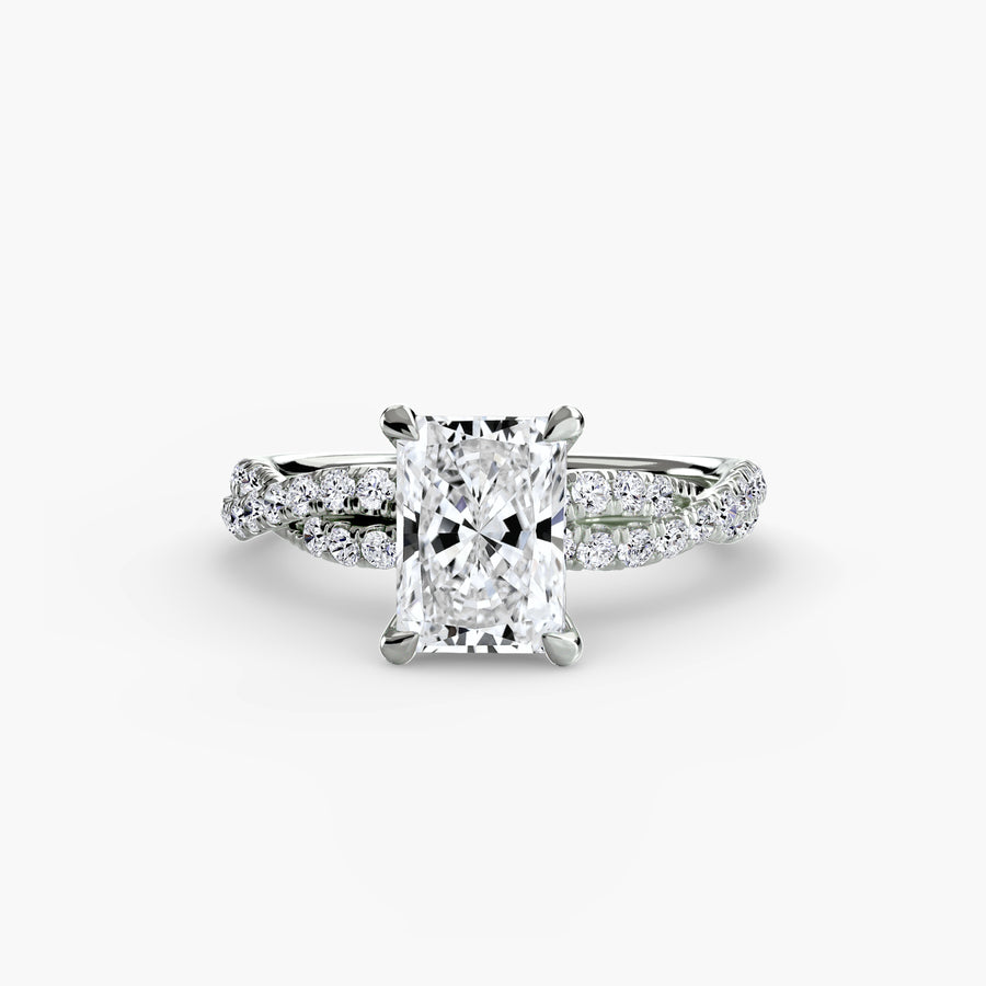 14K White Gold / Radiant The Twisted Pavé Solitaire