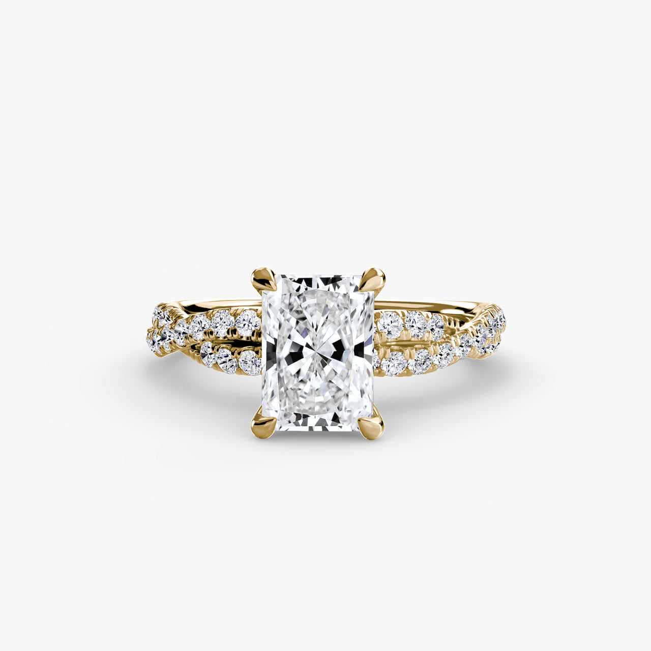 14K Yellow Gold / Radiant The Twisted Pavé Solitaire