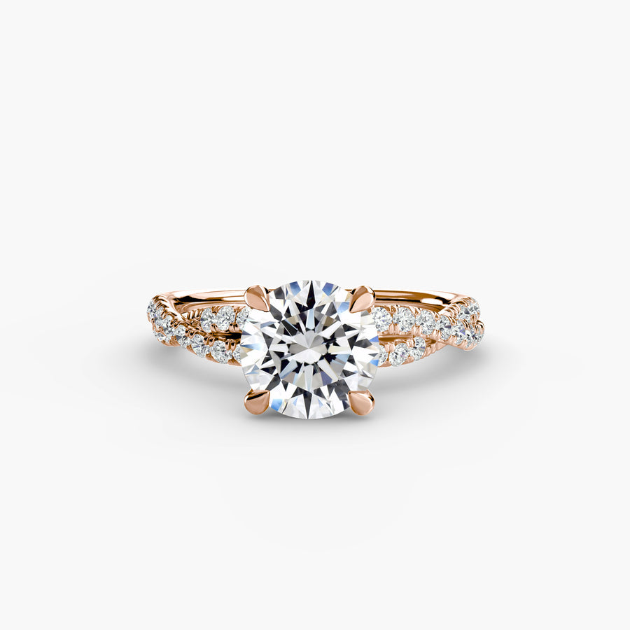 14K Rose Gold / Round The Twisted Pavé Solitaire