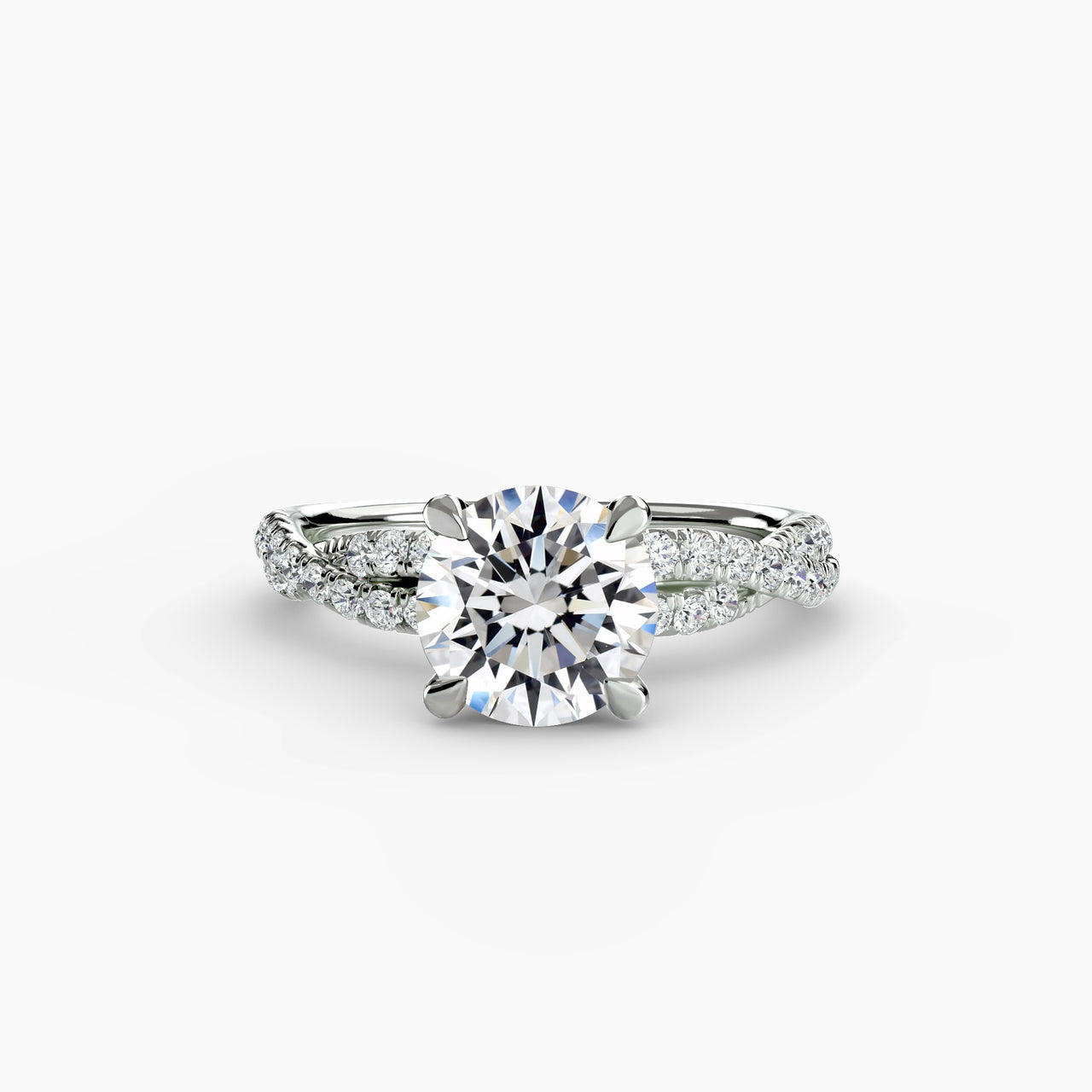 14K White Gold / Round The Twisted Pavé Solitaire
