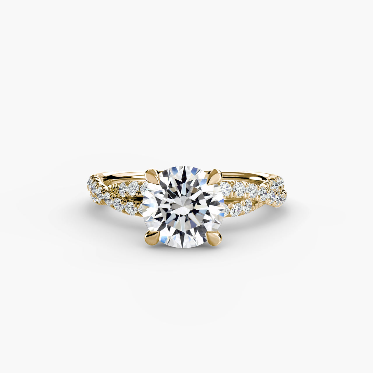 14K Yellow Gold / Round The Twisted Pavé Solitaire