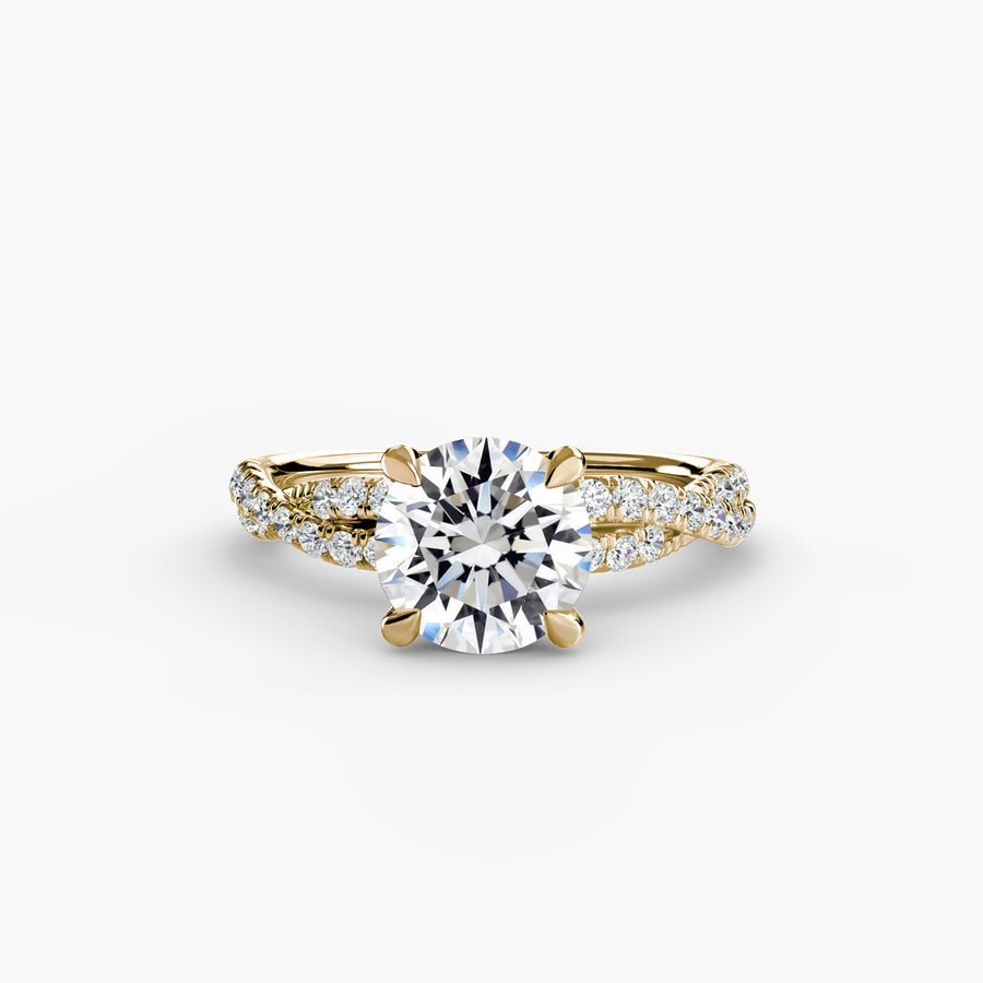 14K Yellow Gold / Round The Twisted Pavé Solitaire